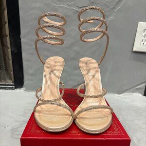 Nude studded wrap around sandal